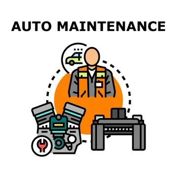 Auto mechanic performing diagnostic and vehicle maintenance service Stock Illustration