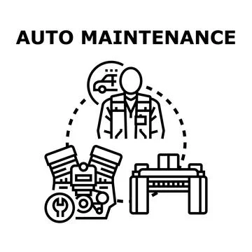 Auto mechanic performing diagnostic and vehicle maintenance service Stock Illustration