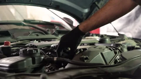 Auto mechanic repairing the engine. close-up. Stock Footage 204878735