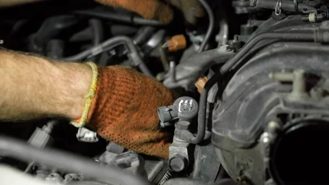 Auto mechanic repairs car engine. car service. auto repair shop. close-up. Stock Footage 205510536
