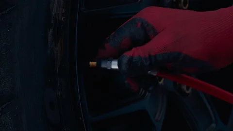Auto Mechanic Was Checking Pressure. Stock Footage 155440147