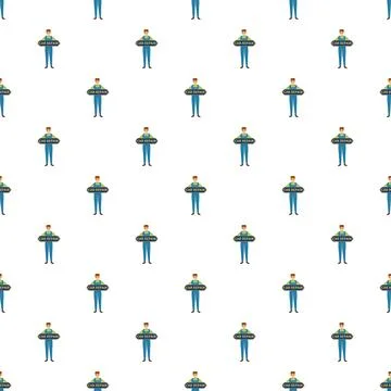 Auto mechanic workers holding car repair signs seamless pattern Stock Illustration