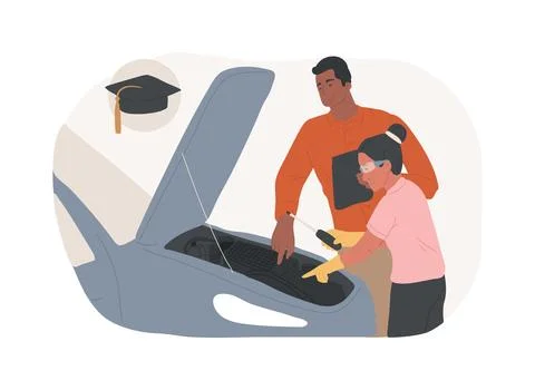 Auto mechanics isolated cartoon vector illustrations. Ilustración de archivo