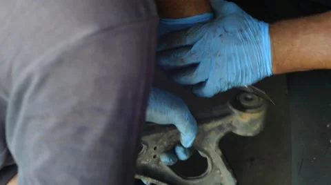 Auto mechanics who work to modify a piece car 35 Stock Footage 58286564