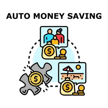 Auto money saving for family and vacation funds Stock Illustration