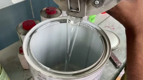 Auto paint mixing, paint matching, paint preparing close up Video stock 220182225