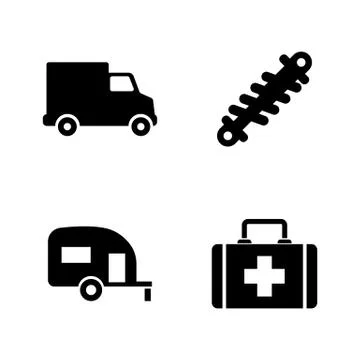 Auto parts. Simple Related Vector Icons Stock Illustration