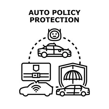 Auto policy protection insuring car safety and security Stock Illustration