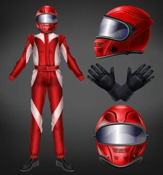 Auto race driver protective suit realistic Stock Illustration