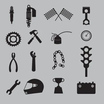 Auto racing icon set. Stock Illustration