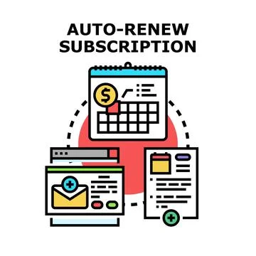 Auto renew subscription concept with calendar and email notification Stock Illustration