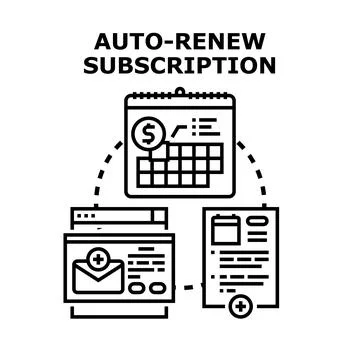 Auto renew subscription concept with calendar and email notification Stock Illustration