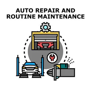 Auto repair and routine maintenance concept illustration Stock-Illustration