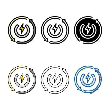 Auto reset types product label caution color icon vector Stock Illustration