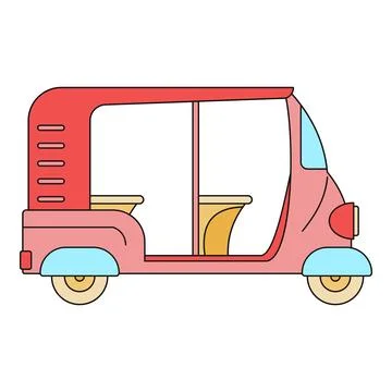 Auto rickshaw cartoon drawing on white background Stock Illustration
