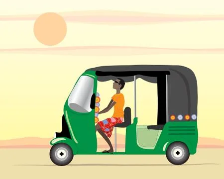 Auto rickshaw driver Stock Illustration