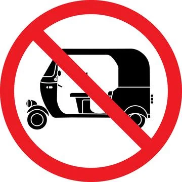 Auto rickshaw prohibited sign. 스톡 일러스트