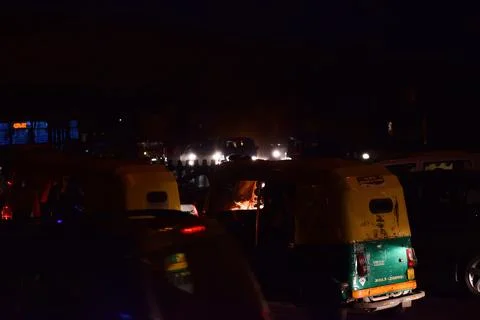 Auto rickshaws in the night Stock Photos