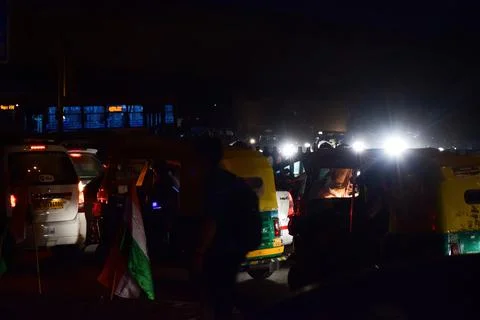 Auto rickshaws in the night Stock Photos
