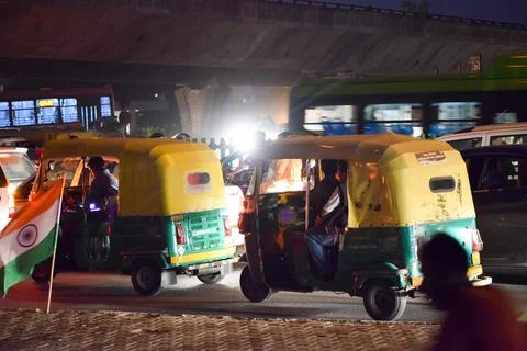 Auto rickshaws in the night Stock Photos