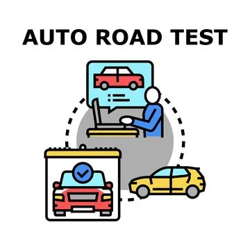Auto road test preparation checking vehicle condition Stock Illustration