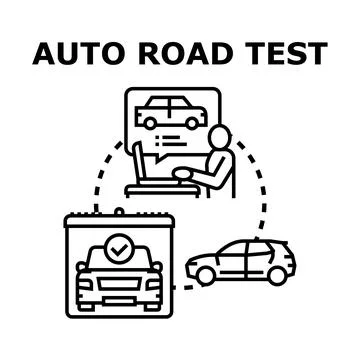 Auto road test preparation checking vehicle condition Stock Illustration