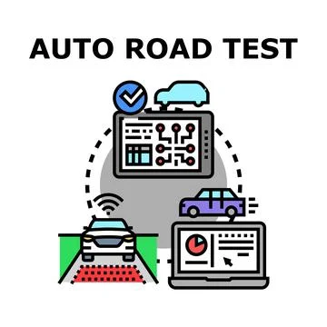 Auto road testing smart vehicles and diagnostic systems Stock Illustration