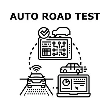 Auto road testing smart vehicles and diagnostic systems Stockillustratie