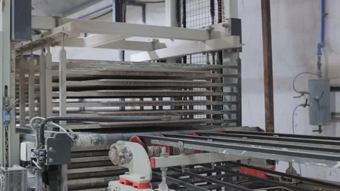 Auto robotic with morden technology ceramic tiles holding machine in the factory Stock Footage 306236523