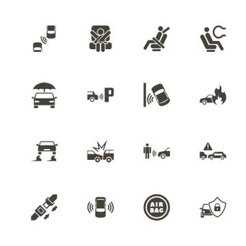 Auto Safety - Flat Vector Icons Illustrazione stock