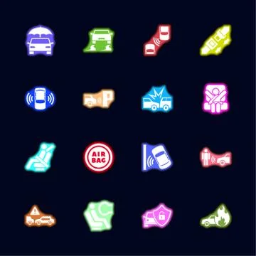 Auto Safety - Flat Vector Icons Stock Illustration