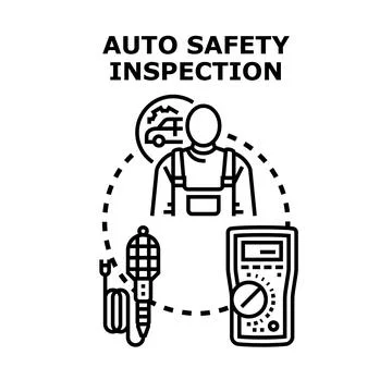 Auto safety inspection checking vehicle maintenance service Stock Illustration