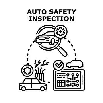 Auto safety inspection system checking vehicle condition Stockillustratie