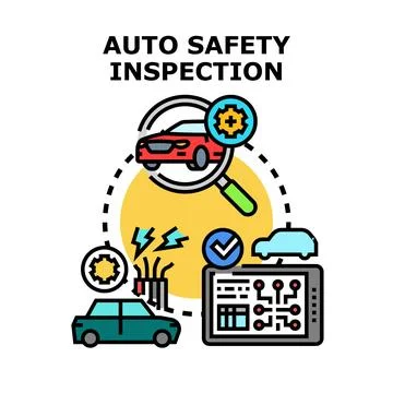 Auto safety inspection system checking vehicle condition Stockillustratie