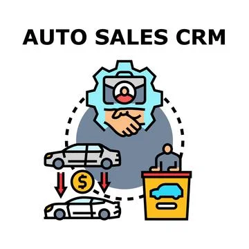 Auto sales crm system managing customer relationships 스톡 일러스트