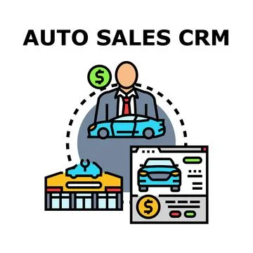 Auto sales customer relationship management system solution Stock Illustration