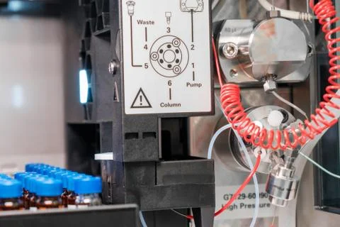 Auto sampler and injection part of HPLC system. Analytical chemistry laboratory Stock Photos