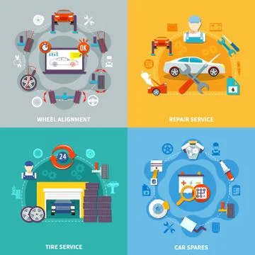 Auto Service 2x2 Design Concept イラスト素材