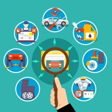 Auto Service Circle Design Concept Illustrazione stock