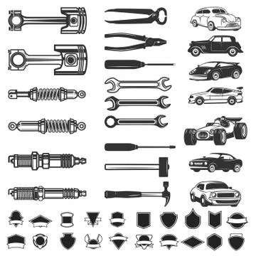 Auto service design elements. Car repair. Design element for logo, label, emb Illustrazione stock