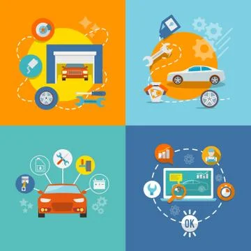 Auto service icon flat イラスト素材
