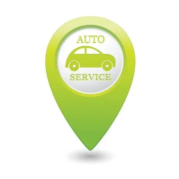 Auto service icon on green map pointer Stock Illustration