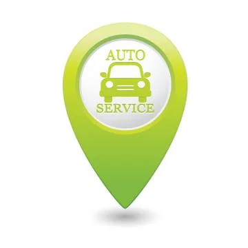 Auto service icon on green pointer Stock Illustration