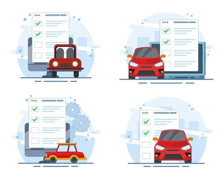 Auto service technical maintenance and car vehicle checklist inspection Stock Illustration