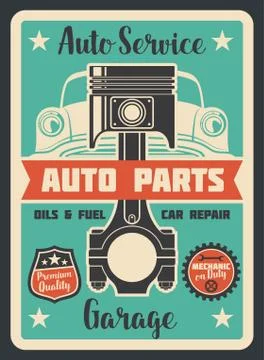 Auto service vector poster Illustrazione stock