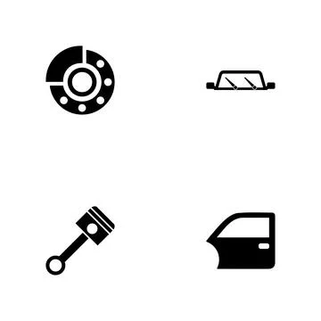 Auto - a set of black four solid icons isolated on a white background 스톡 일러스트