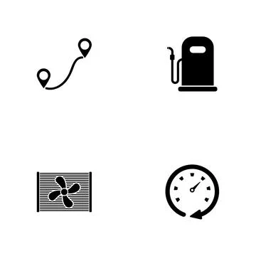 Auto - a set of black four solid icons isolated on a white background Stockillustratie