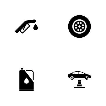 Auto - a set of black four solid icons isolated on a white background Stockillustratie