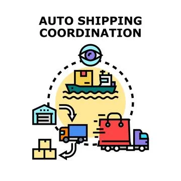 Auto shipping coordination global logistics management process Ilustração Stock