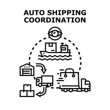 Auto shipping coordination global logistics management process Ilustração Stock